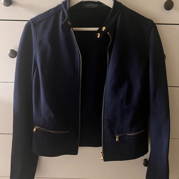 Ralph Lauren Jackets & Blazers - Ralph Lauren Navy and Gold Zip-Up Jacket - Women's 2